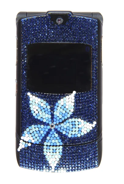 Mobiltelefon täckt med kristaller Royaltyfria Stockfoton