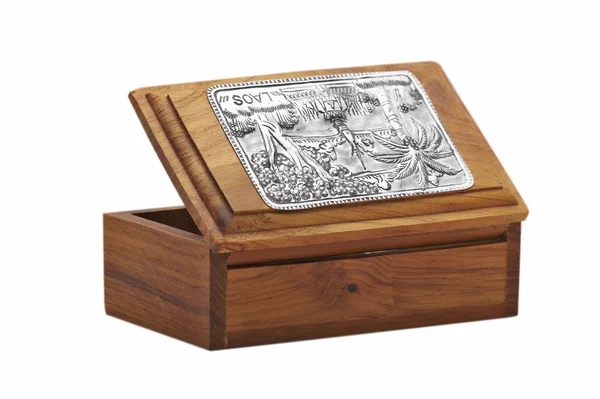 Wooden casket isolated on white backgrou — Stock Photo, Image