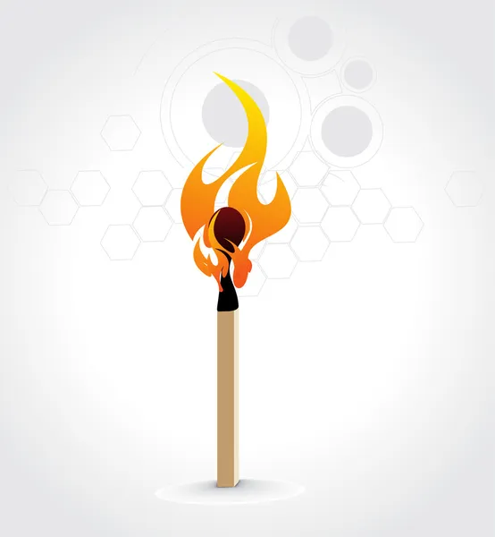 Burning match stick — Stock vektor