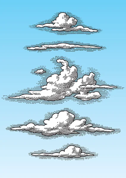 Serie di nubi retrò (vettore ) — Vettoriale Stock