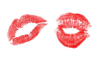 Big red woman lips isolated on white clipart