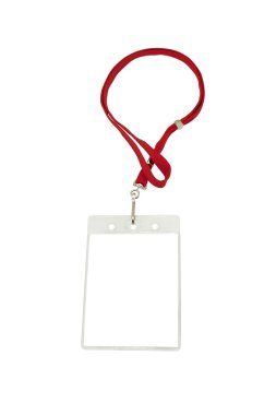 Security ID pass on a red lanyard. clipart