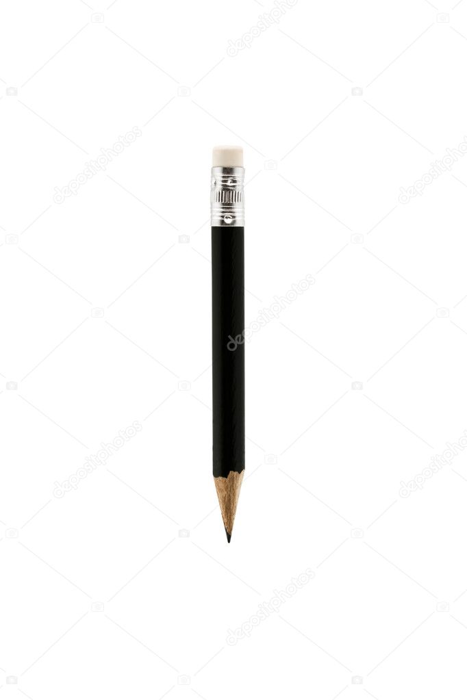 Short pencil isolated on white backgroun