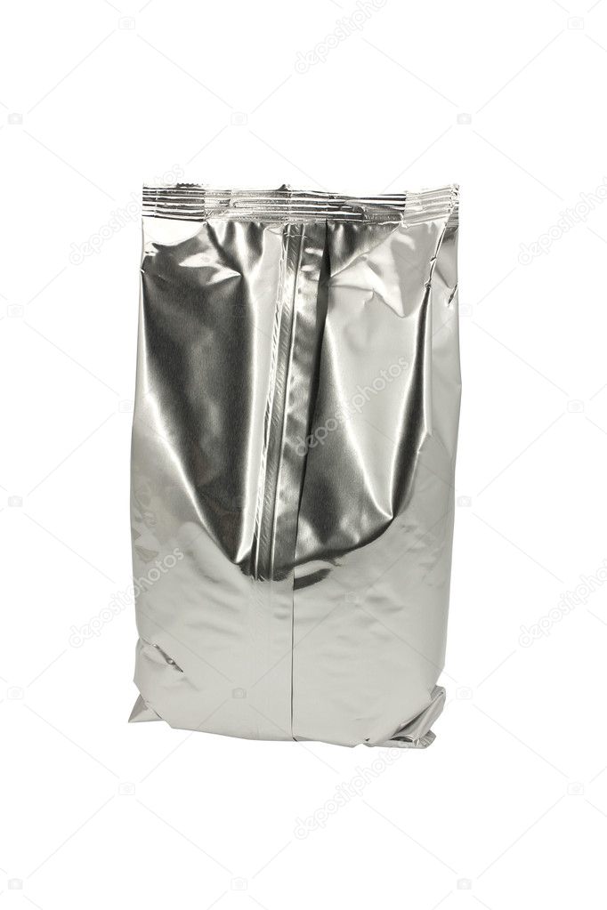 Foil bag isolated on white background