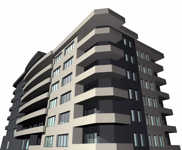Representación 3D del edificio de la casa moderna — Foto de Stock