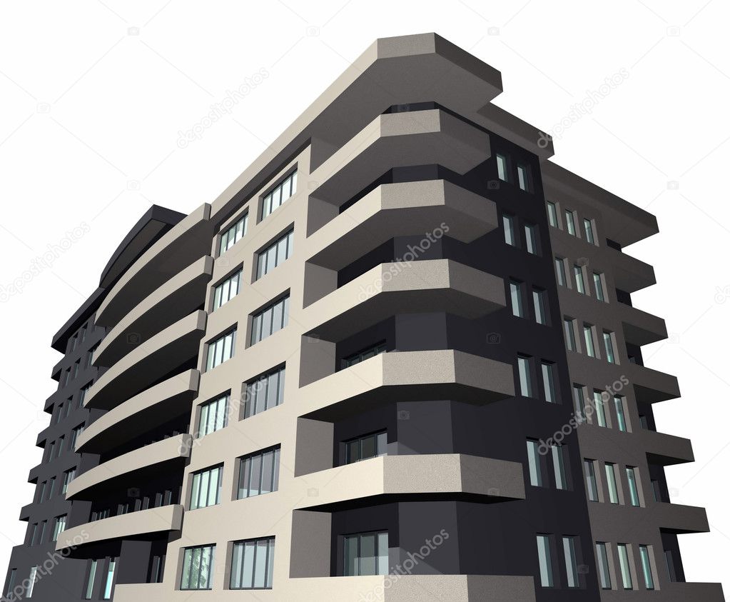 3D render of modern house building