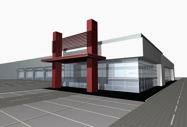 3d renderizado de centro de negocios moderno — Foto de Stock