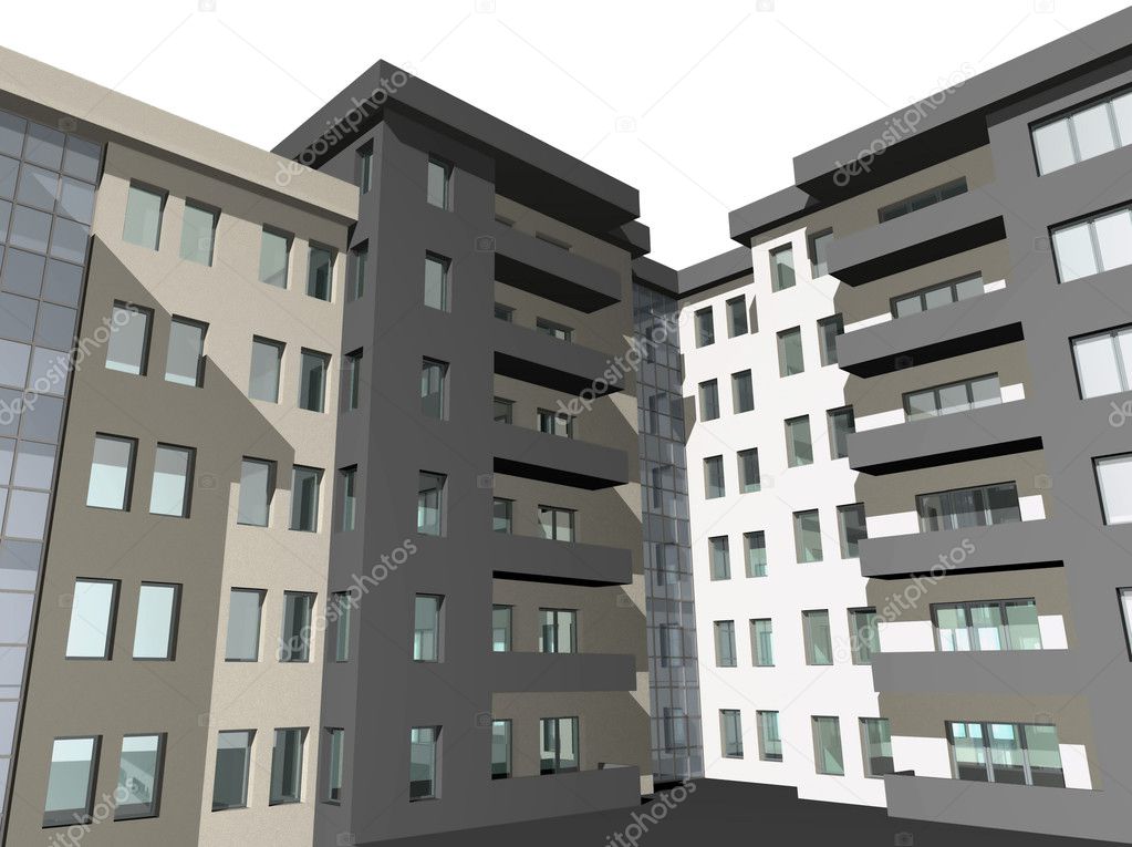 3D render of modern house building