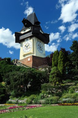 Old clock tower in Graz clipart