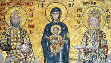 Mosaic of Virgin Mary and Jesus Christ clipart