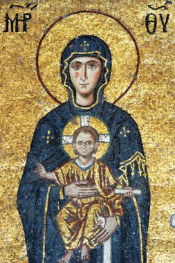 Mosaic of Virgin Mary and Chesus Christ clipart