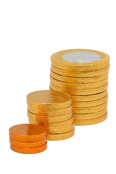Zwiększenie kolumna monet — Zdjęcie stockowe