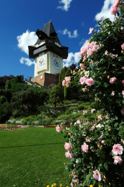 Old clock tower in Graz clipart