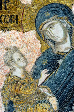 Mosaic of Virgin Mary and Jesus Christ clipart