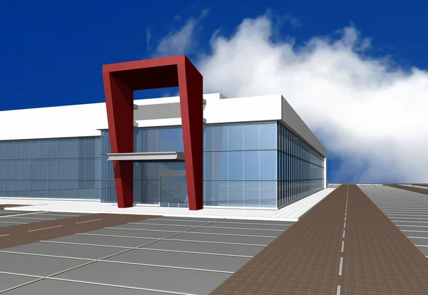 3D візуалізація сучасної будівлі — стокове фото