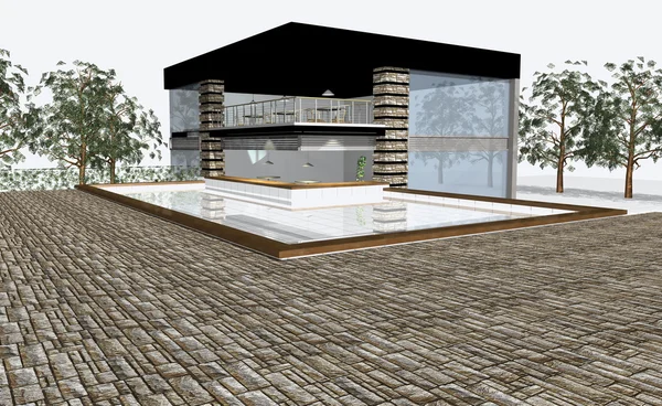 Modern evin 3D görüntüsü — Stok fotoğraf