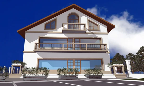 3D render of modern house — Stock Photo, Image