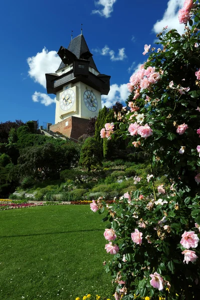 stock image Old clock tower in Graz