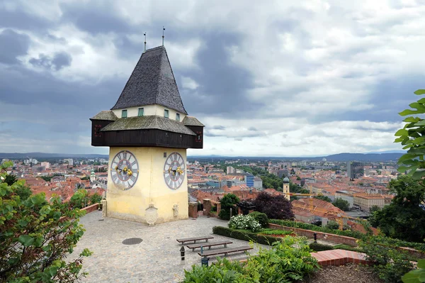 stock image Old clock tower in Graz