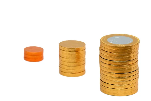 Aumento das colunas de moedas — Fotografia de Stock