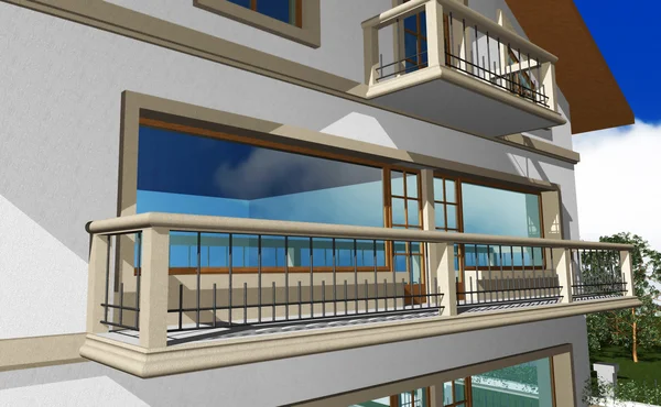 3D render van moderne Residencieel huis — Stockfoto