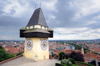 Old clock tower in Graz clipart