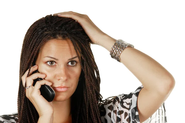 Kvinna att göra ett telefonsamtal — Stockfoto