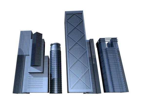 3D činí z moderní mrakodrapy — Stock fotografie