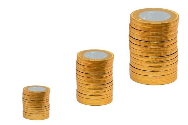 Toenemende kolommen van munten — Stockfoto