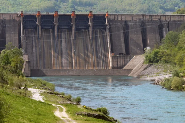 Close up image of a water barrier dam — Stock Photo, Image