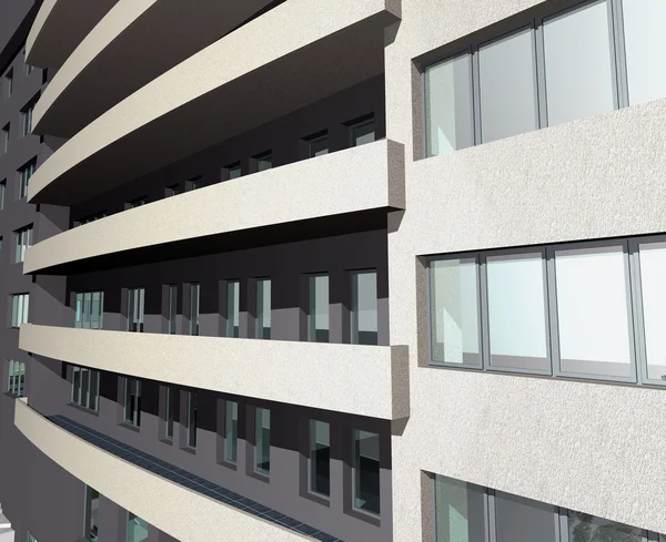 현대 주택 건물의 3d 렌더링 — 스톡 사진