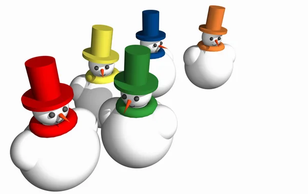 Abstrato bonecos de neve 3D — Fotografia de Stock