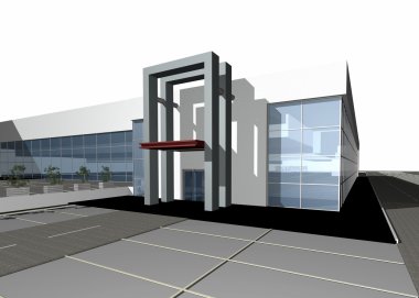 3D render of a modern building clipart