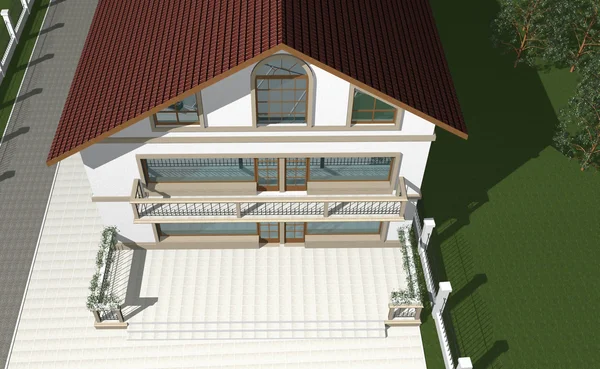 3D-återgivning av modernt hus — Stockfoto