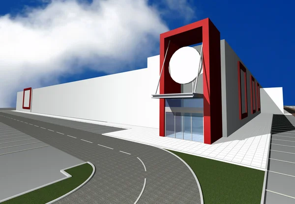 3D-Darstellung eines modernen Geschäftszentrums — Stockfoto