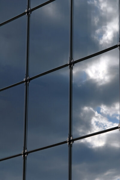 Modern skyscraper window reflections, close up image