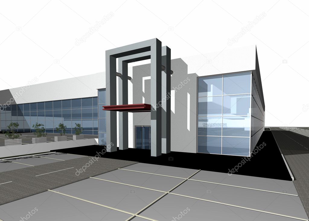 3D render of a modern building