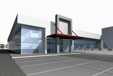 3D render of modern business center clipart