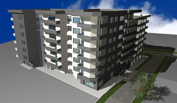 3D render of modern residential building — Stock Photo, Image