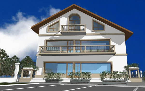 3D render of modern house — Stock Photo, Image