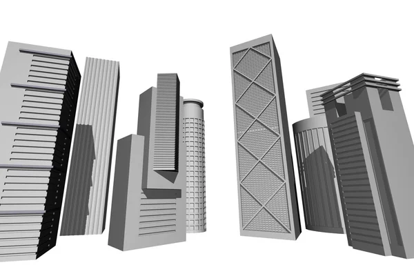 Representación 3D de rascacielos modernos — Foto de Stock