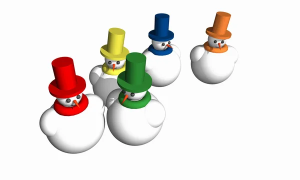 Abstract 3D snowmen — Stock Photo, Image
