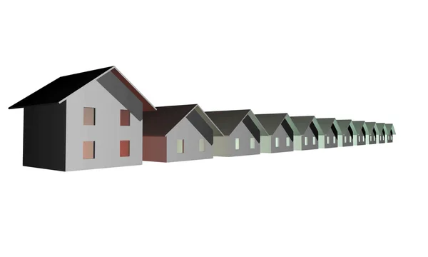 3D renderowania nowoczesnych domów — Zdjęcie stockowe