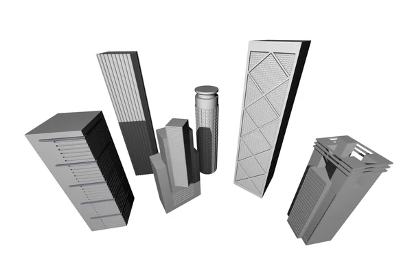 Rendering 3D astratto di grattacieli moderni — Foto Stock