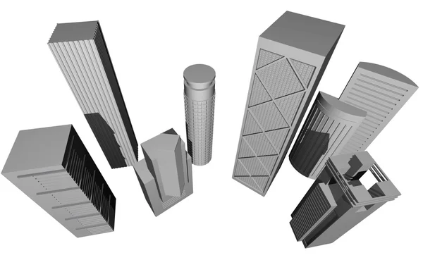 3d 呈现器的现代摩天大楼 — 图库照片