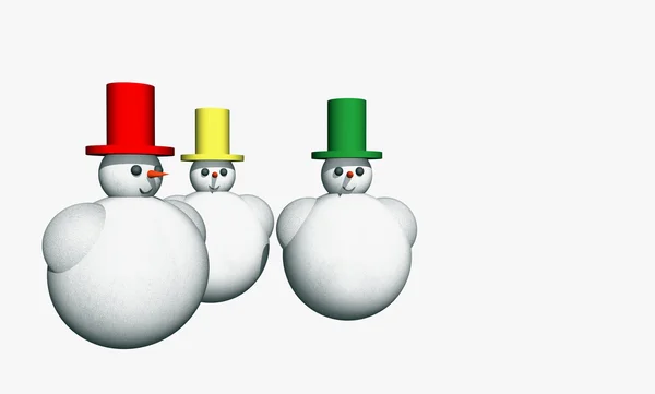 Bonhommes de neige, illustration 3D — Photo