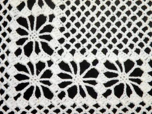Biały crochet serwetka — Zdjęcie stockowe