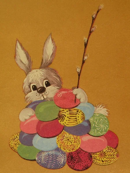Conejo de Pascua con gggs — Foto de Stock