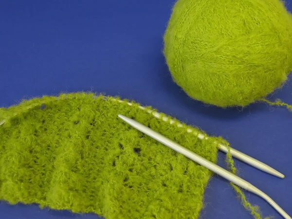 Green knitting — Stock Photo, Image