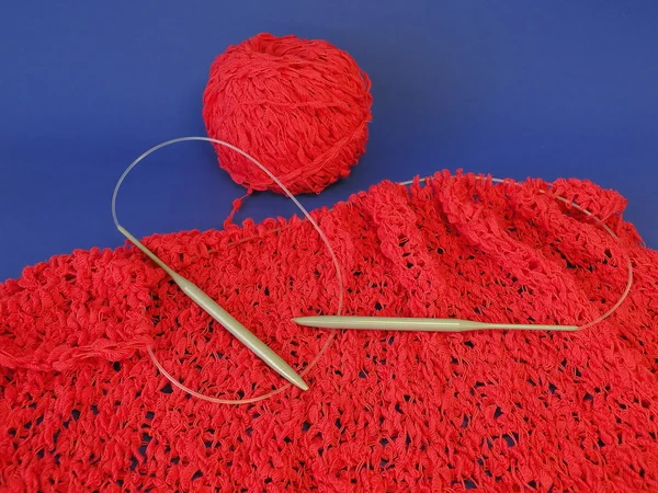 빨간 뜨개질 — 스톡 사진